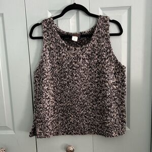 Kindred Spirit Womens Gray Black Knit Tank Top Large Soft Fuzzy